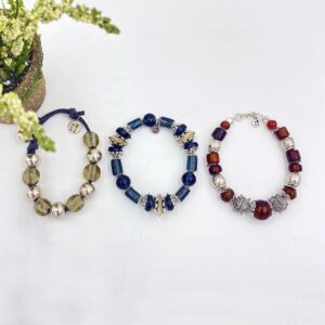 Bracelet en perles de verre et métal argenté - 15€ et 25€