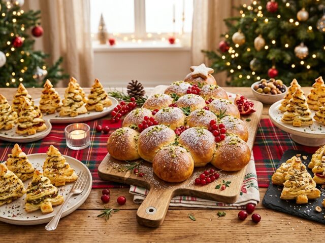 Apéritifs de fêtes : Sapin brioché et Sapins feuilletés
