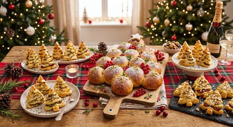 Apéritifs de fêtes : Sapin brioché et Sapins feuilletés
