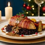 Plat de fête : Suprêmes de poulet au lard fumé et riz noir