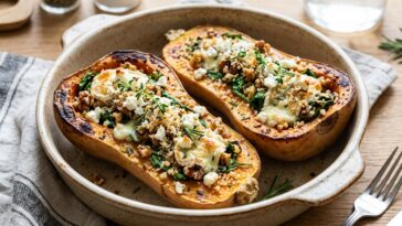 Courge butternut farcie au chèvre