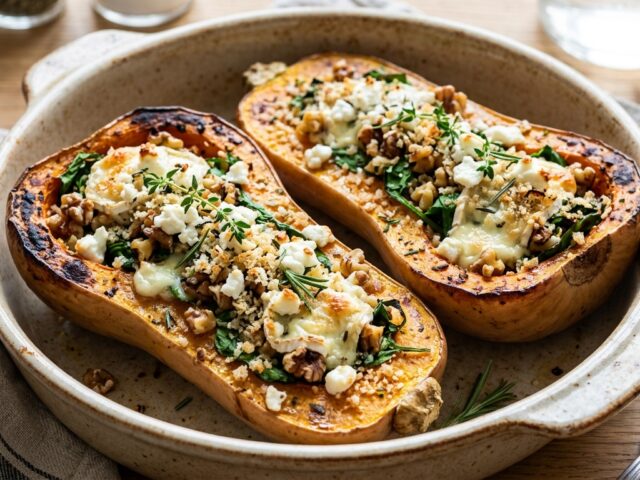 Courge butternut farcie au chèvre