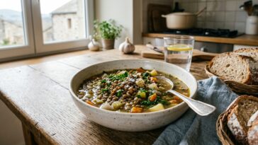Soupe de légumes et lentilles