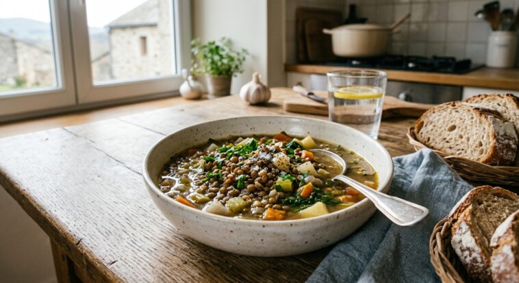 Soupe de légumes et lentilles