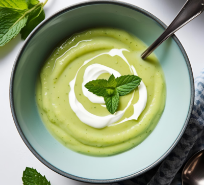 Soupe froide de concombre et yaourt à la menthe​