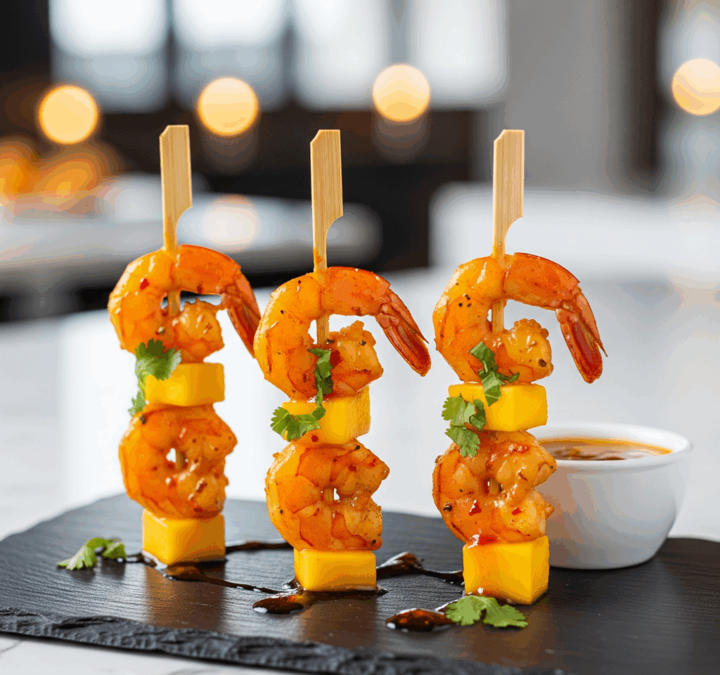 Brochette crevette mangue
