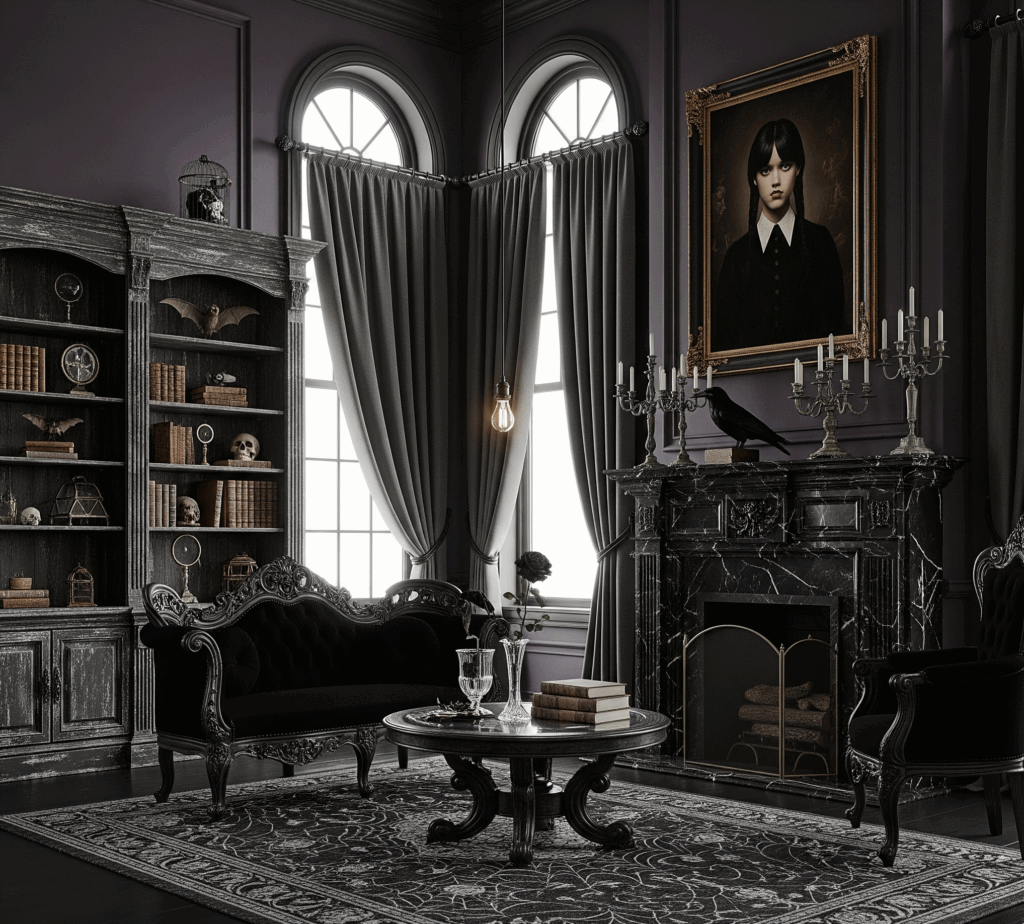 Lampe Décorative Mercredi Addams - Veilleuse Gothique Vitrail Araignée Pour Chambre Et Intérieur