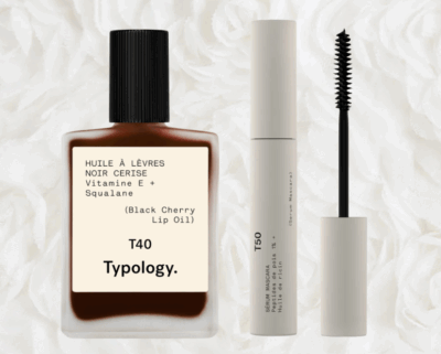 Typologie : L'Huile à lèvres teintée T40 Noir cerise et le Sérum mascara T50 Noir