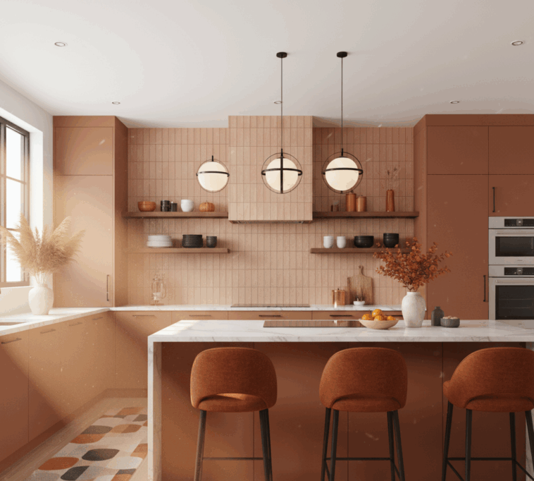 Salon moderne orange tendance
