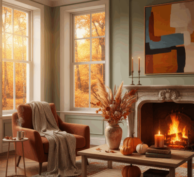 Idée deco orange salon