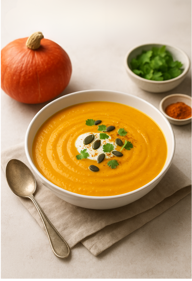 Soupe potimarron lait de coco, curry