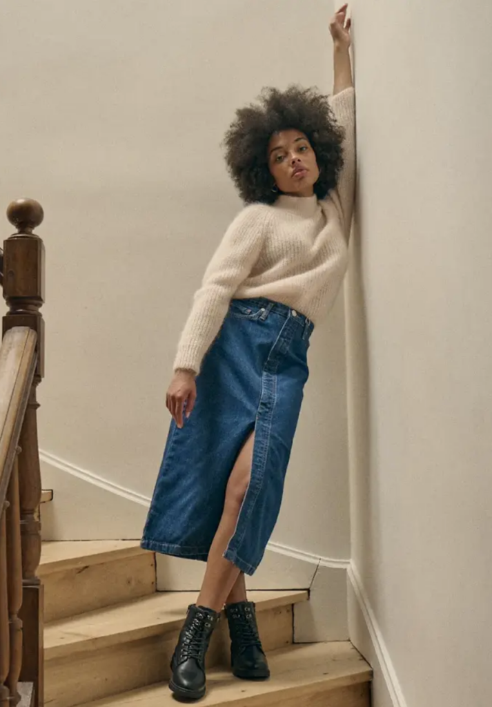 FAUSTINE Pull femme col montant en mohair