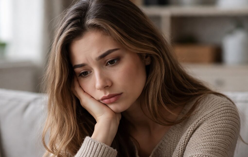 femme déprimée, perdue dans ses sentiments