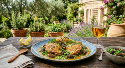 Poulet petit pois morille