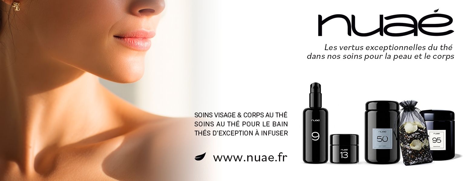 Nuaé : Un univers de soins, pour créer votre moment de bien‑être inspiré par la puissance du thé blanc et du thé vert.