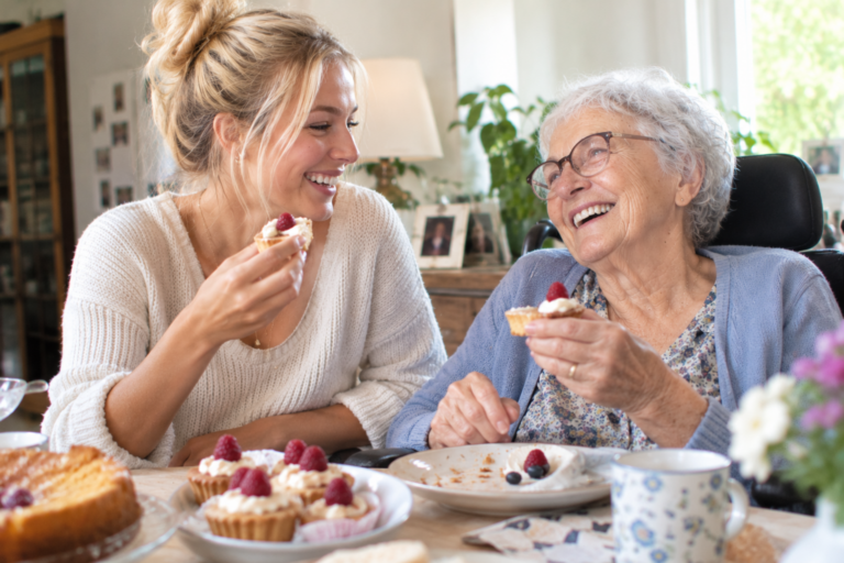 Lien intergénérationnel thé et petits gâteaux